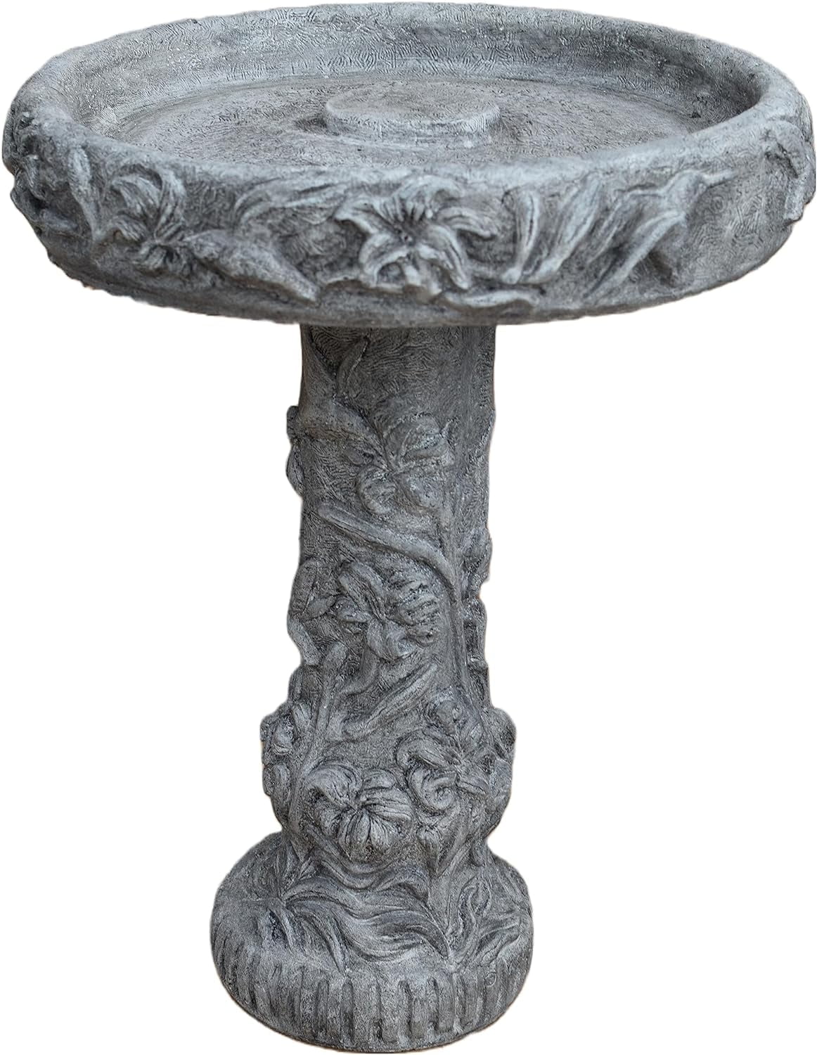 Solid Rock Stoneworks Hummmingbird Birdbath - 27" Tall - PreAged
