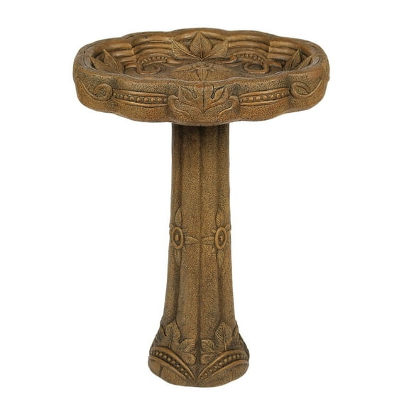 Solid Rock Stoneworks Imperial Birdbath - 22" Tall x 15" Diameter - Espresso