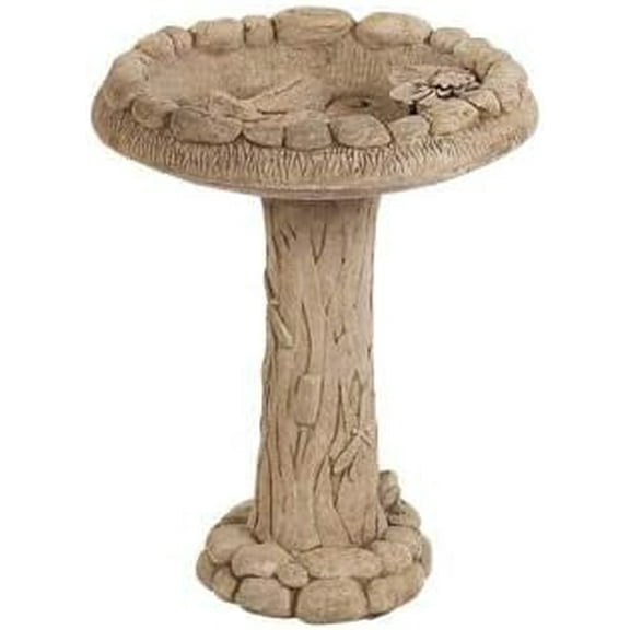 Solid Rock Stoneworks Koi Pond Birdbath - Buff - 23" Tall x 19" Diameter