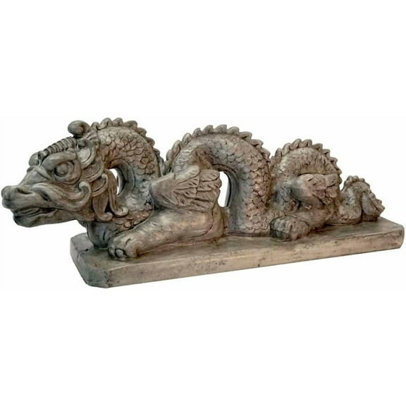 Solid Rock Stoneworks Large Dragon on Base Concrete Statue, 19" Tall, Pre Aged Color