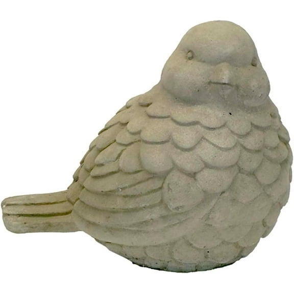 Solid Rock Stoneworks Large Feathered Bird Concrete Statue, 10" Tall, Unstained