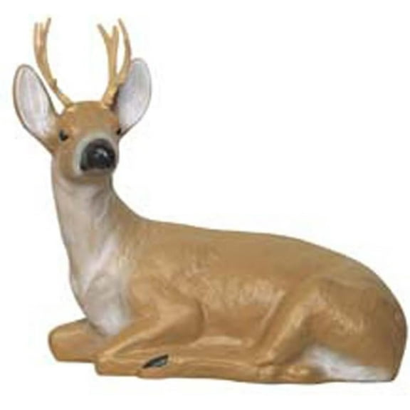 Solid Rock Stoneworks Large Laying Buck Concrete Statue, 26" Tall, Lifelike Color