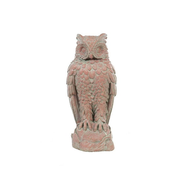 Solid Rock Stoneworks Large Owl - Concrete Garden Statue - 22" Tall - Brick Stain