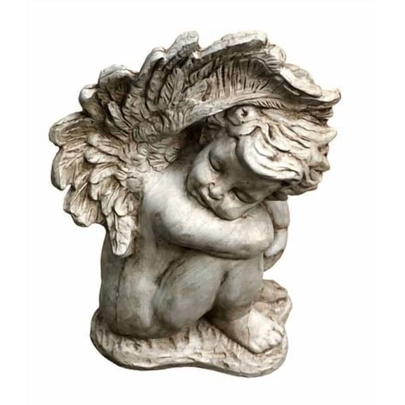 Solid Rock Stoneworks Large Resting Angel- 13" Tall x 9" w x 6" d- Buff