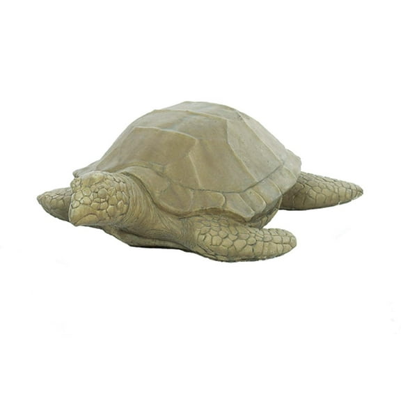 Solid Rock Stoneworks Large Sea Turtle Concrete Statue, 8" Tall, Aged Pine Color