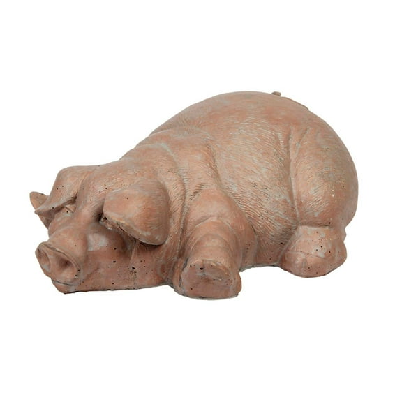 Solid Rock Stoneworks Lay Down Pig Stone Statue 5in Tall Brick Pink Color