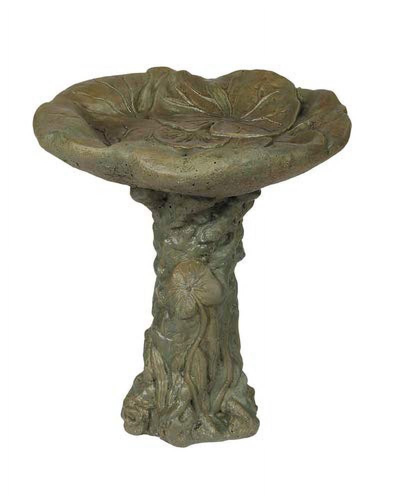 Solid Rock Stoneworks Lily Pad Concrete Bird Bath Verde Green Color
