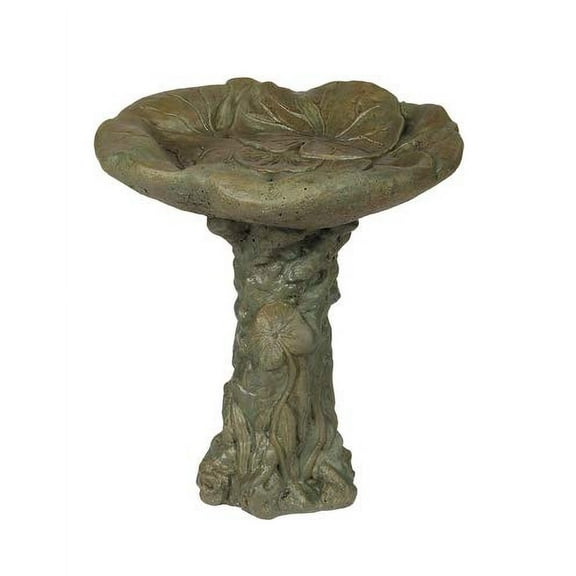 Solid Rock Stoneworks Lily Pad Concrete Bird Bath Verde Green Color