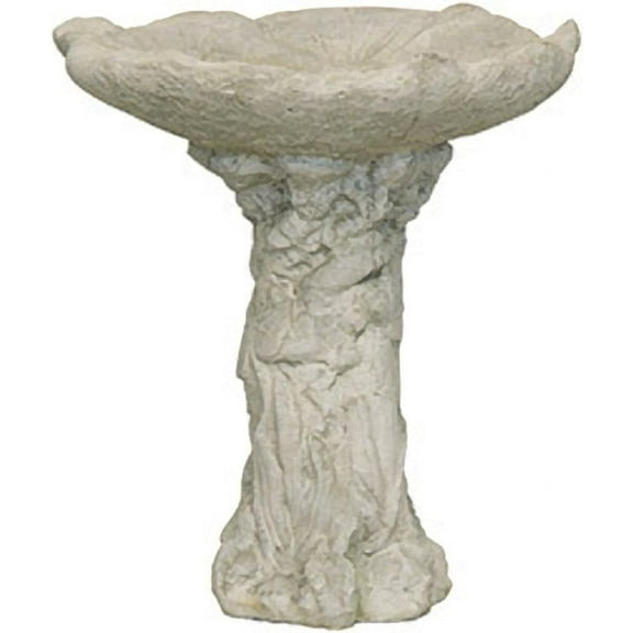 Solid Rock Stoneworks Lily Pad Stone Birdbath 15" Tall Natural Color