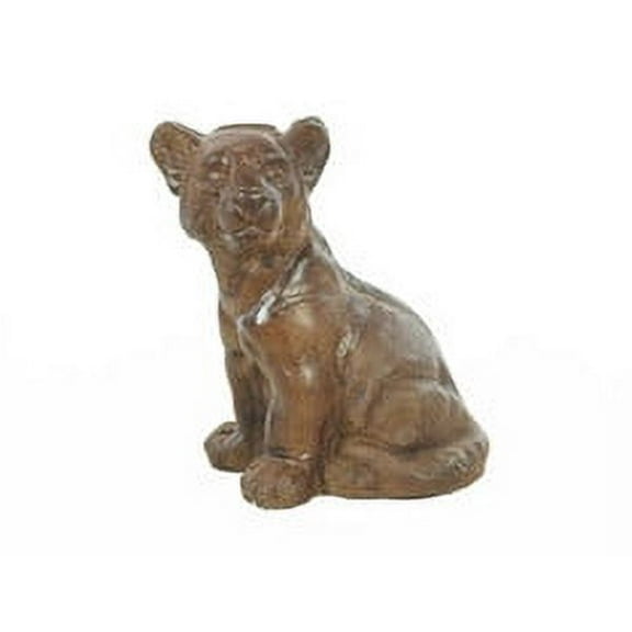 Solid Rock Stoneworks Lion Cub Concrete Statue, 10" Tall, Espresso Color