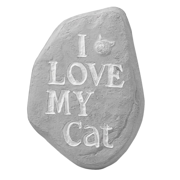 Solid Rock Stoneworks Love My Cat- 2" Tall x 10" w x 13" d - Concrete Plaque