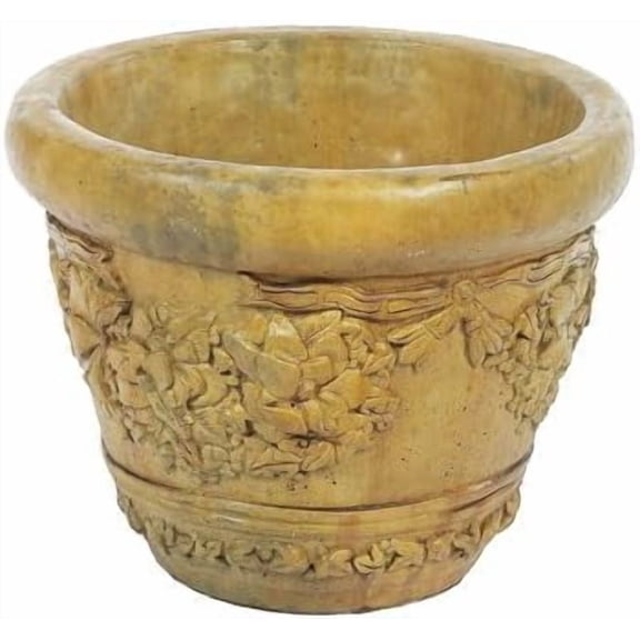 Solid Rock Stoneworks Magnolia Planter Pot 13" Tall x 17" Diameter Autumn Wheat Color