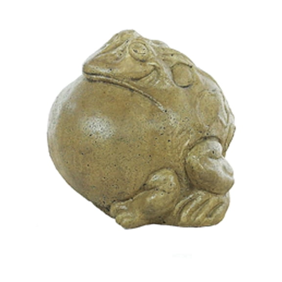 Solid Rock Stoneworks Medium Fat Frog Concrete Statue, 5" Tall, Aged Pine Color