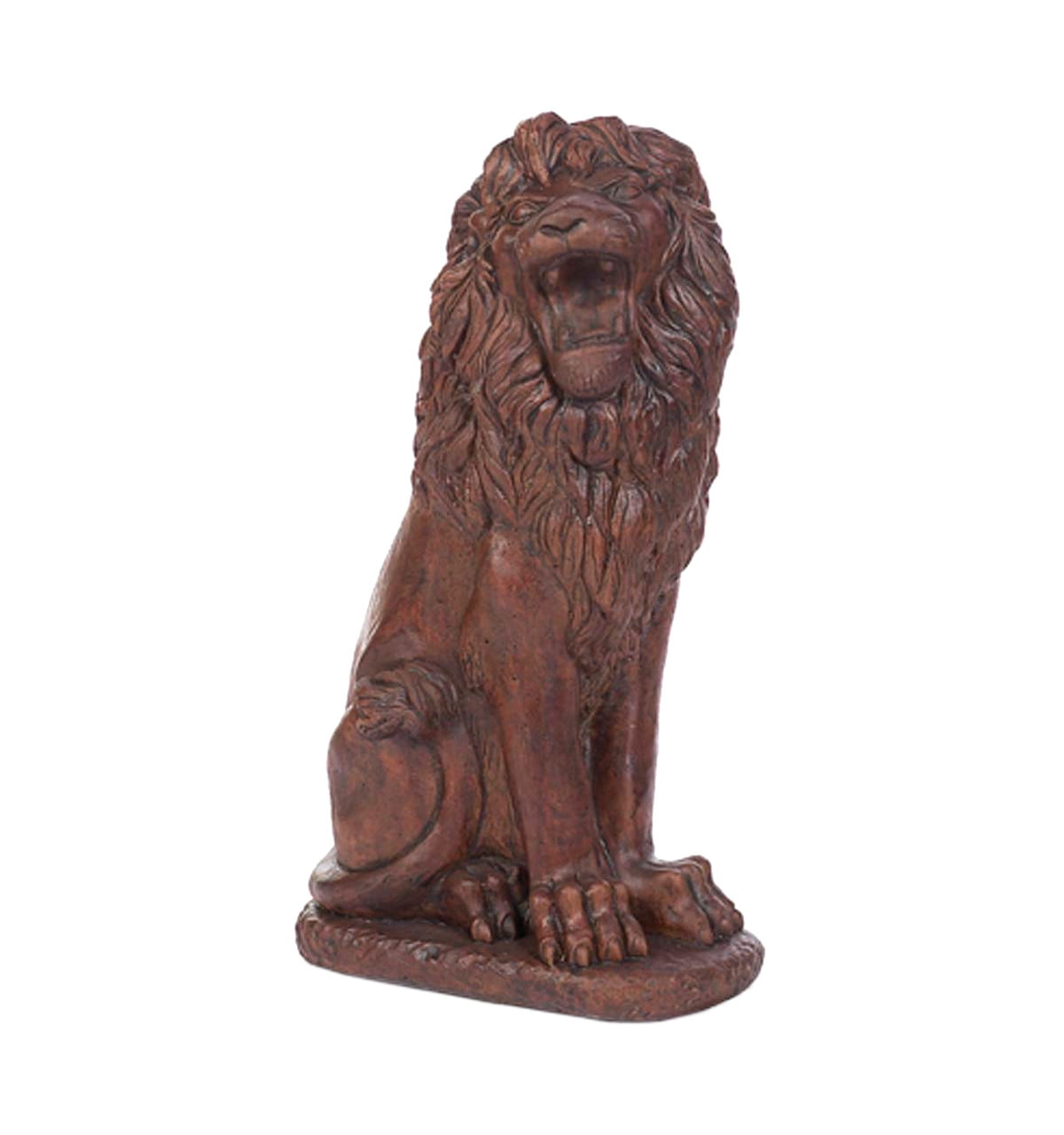 Solid Rock Stoneworks Medium Sitting Lion Concrete Statue, 25" Tall, Walnut Color
