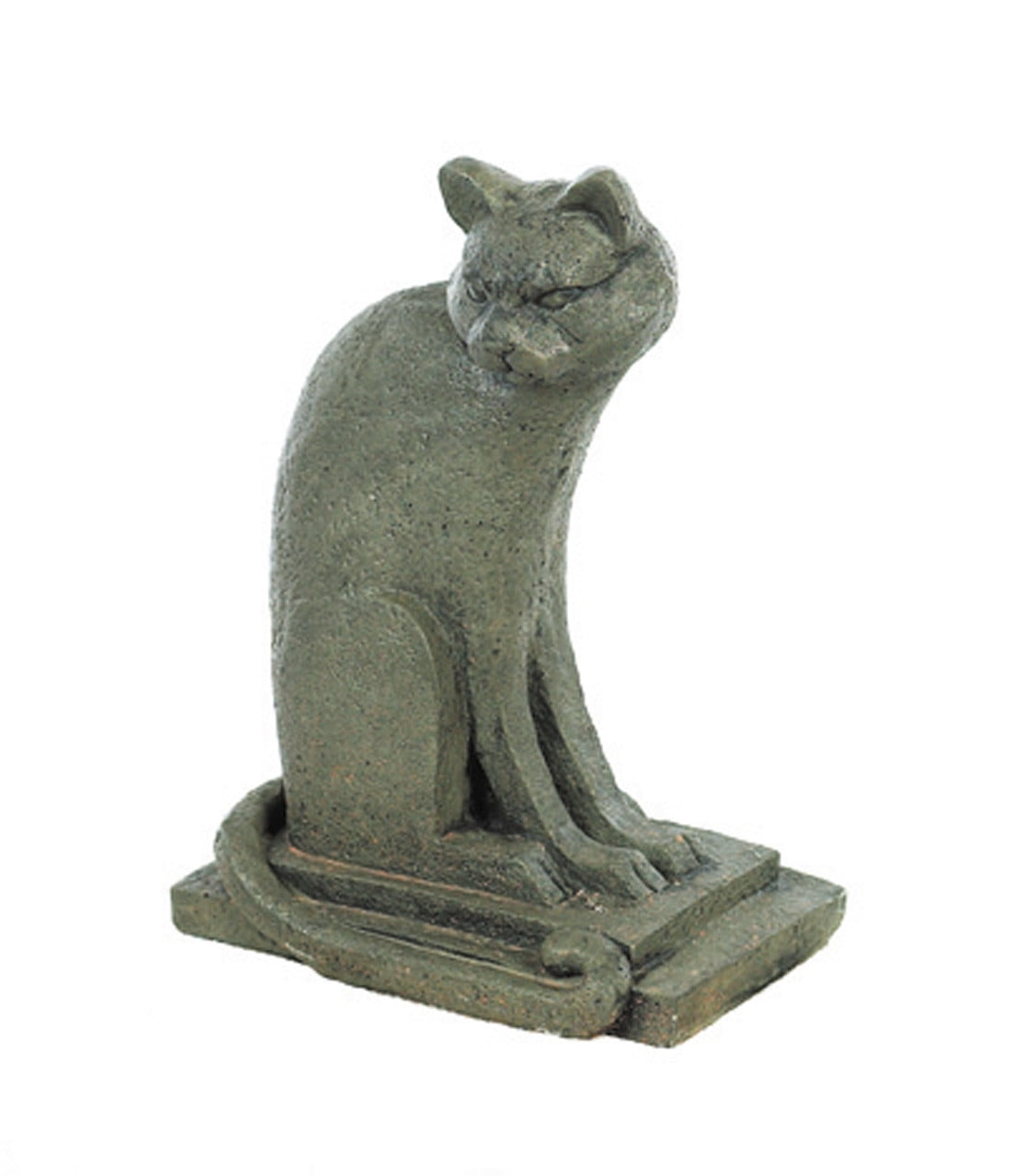 Solid Rock Stoneworks Modern Cat Concrete Statue, 18" Tall, Pre Aged