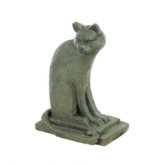 Solid Rock Stoneworks Modern Cat Concrete Statue, 18" Tall, Pre Aged Color