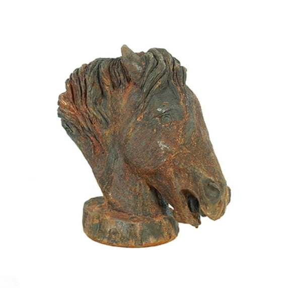 Solid Rock Stoneworks Mustang Bust Concrete Statue, 13" Tall, Rust Color