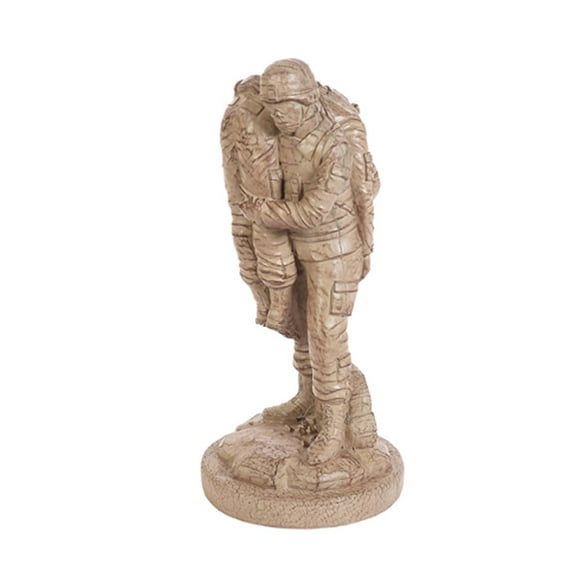 Solid Rock Stoneworks None Left Behind Soldier Statue - 27" Tall x 13" w x 13" d - Desert Sand Brown