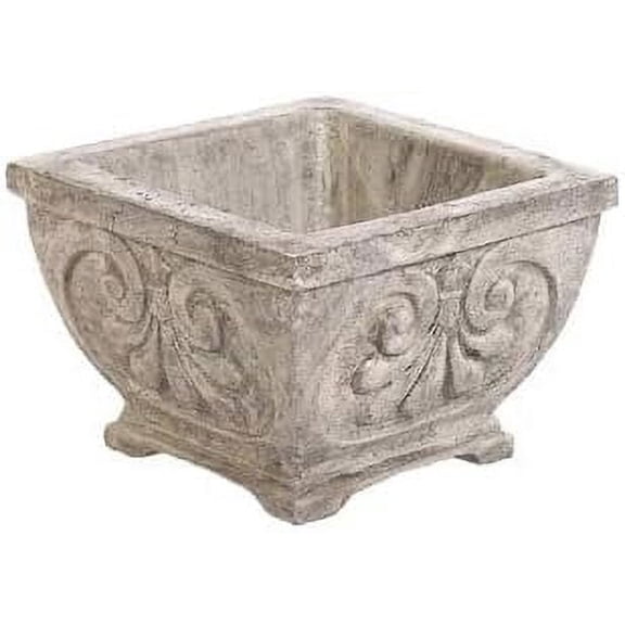 Solid Rock Stoneworks Normandy Jr Planter - 10" h x 13" Square - Pre-Aged