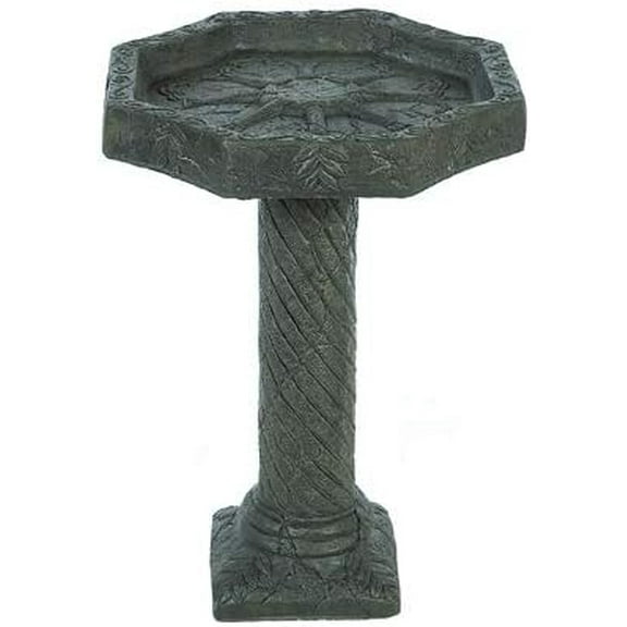 Solid Rock Stoneworks Old World Birdbath - Graphite Color - 23" Tall x 18" Diameter