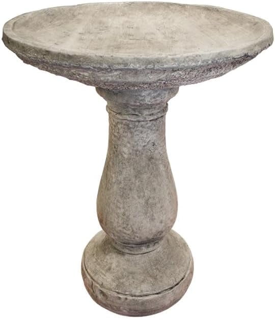 Solid Rock Stoneworks Oval 2 Piece Birdbath - 24" Tall - Pre-Aged