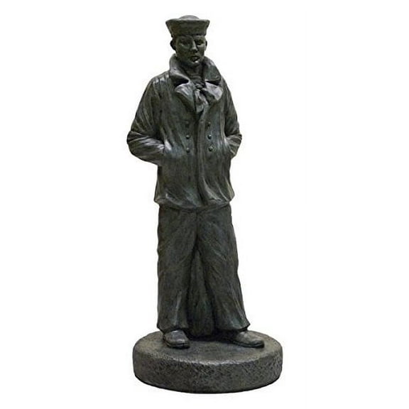 Solid Rock Stoneworks Patriotic Sailor Decorative Stone Statue 24" Tall Indigo Color