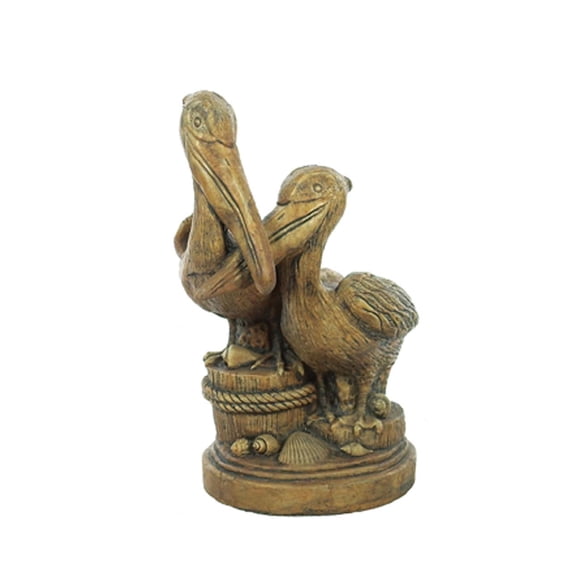 Solid Rock Stoneworks Pecking Pelican Pair Statue - 19" Tall - Espresso
