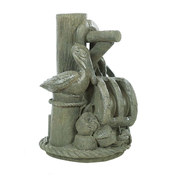 Solid Rock Stoneworks Pelican with Hoist Concrete Statue, 21" Tall