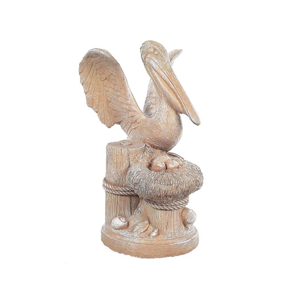 Solid Rock Stoneworks Pelican with Nest Concrete Statue, 22" Tall, Sunset Color