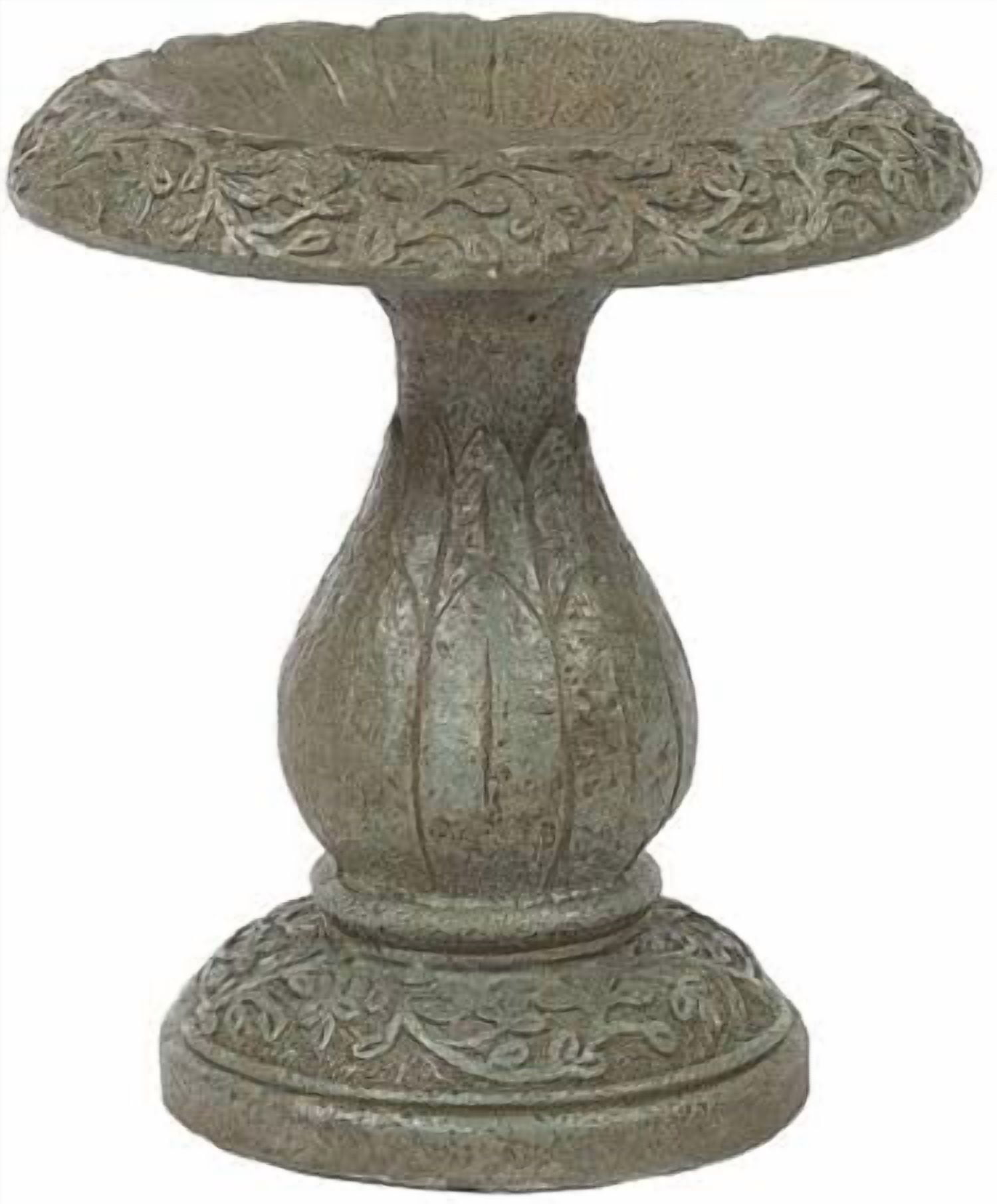 Solid Rock Stoneworks Petite Birdbath - Cypress Stain - 14" Tall x 13" diameter