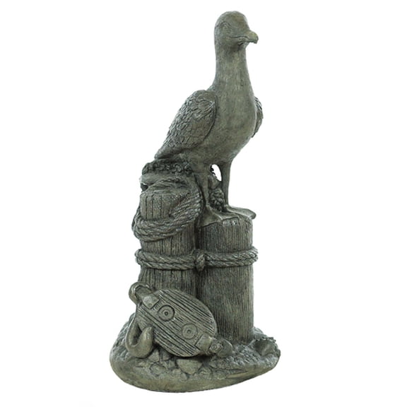 Solid Rock Stoneworks Pier Seagull Concrete Statue, 26" Tall
