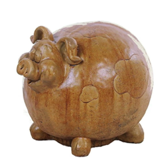 Solid Rock Stoneworks Piggy Sue Concrete Statue, 9" Tall, Autumn Wheat Color