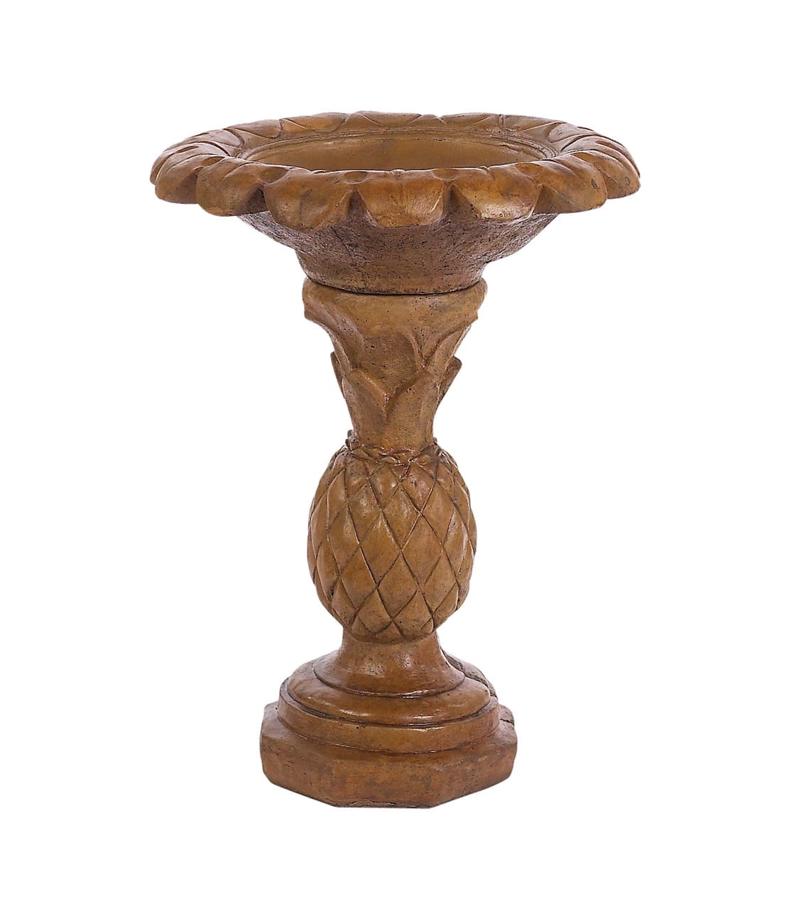 Solid Rock Stoneworks Pineapple Birdbath- Autumn Wheat - 21" Tall x 18" Diameter