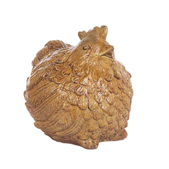 Solid Rock Stoneworks Plump Hen Decorative Stone Statue 7in Tall Autumn Wheat Color