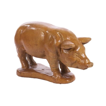 Solid Rock Stoneworks Pot Belly Pig Concrete Statue, 14" Tall, Autumn Wheat Color
