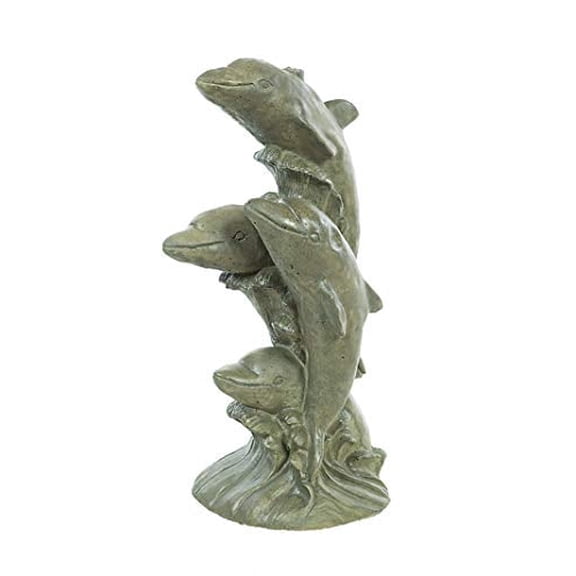 Solid Rock Stoneworks Quad Dolphins- 21" h x 10" w x 8" Dia- Slate