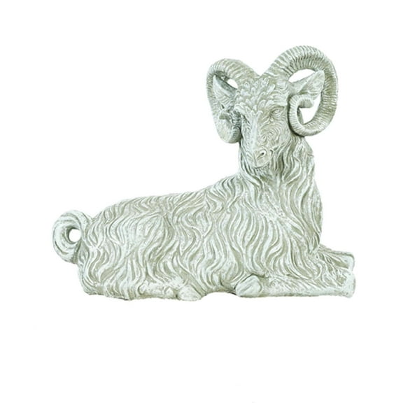 Solid Rock Stoneworks Ram Concrete Statue, 22" Tall, Marble Tone Color