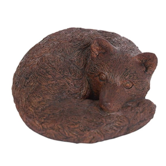 Solid Rock Stoneworks Resting Fox Statue 5in Tall Walnut Color