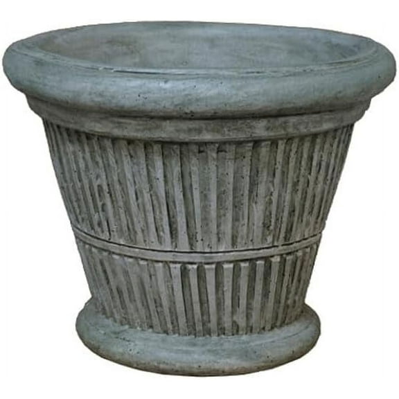 Solid Rock Stoneworks Round 16" Fluted Concrete Planter - Sea Foam