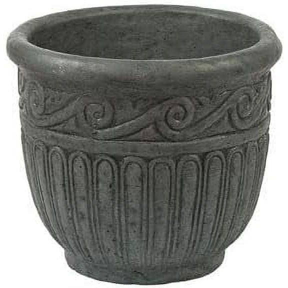 Solid Rock Stoneworks Round Fancy Grecian Planter - 14"h x 16"diameter - Indigo Stain
