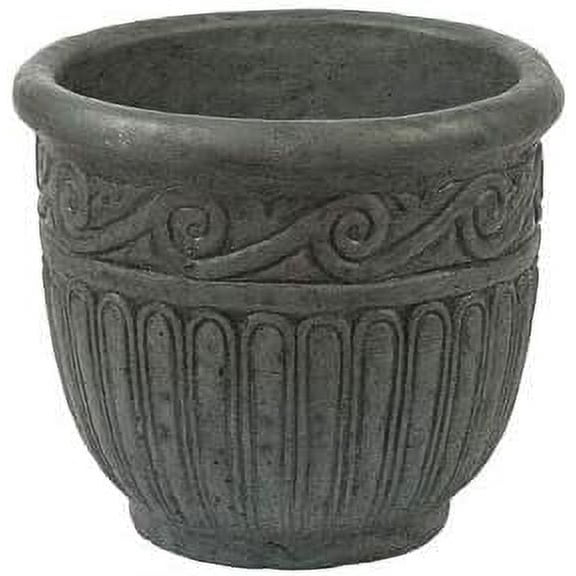 Solid Rock Stoneworks Round Fancy Grecian Planter - 14"h x 16"diameter - Indigo Stain