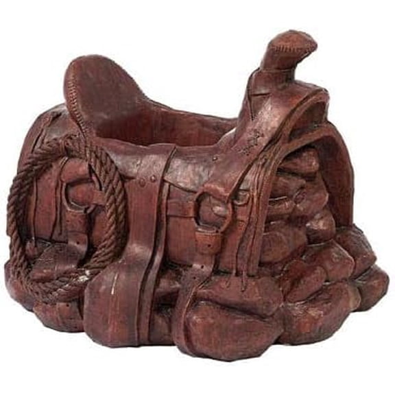 Solid Rock Stoneworks Saddle Planter - 15" Tall x 17" wide x 19" diameter - Walnut