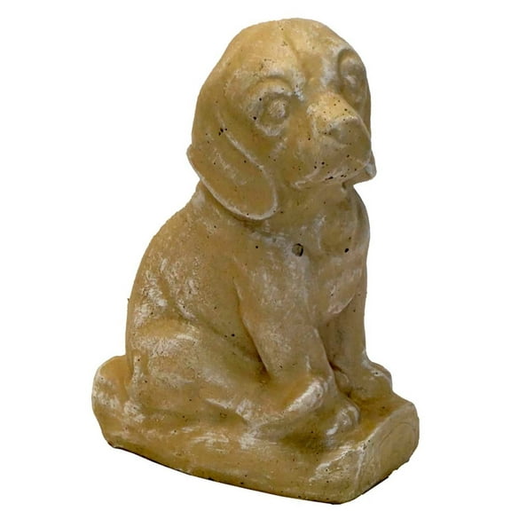 Solid Rock Stoneworks Scooter Concrete Dog Statue, 11" Tall, Desert Sand Color