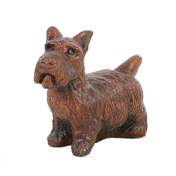 Solid Rock Stoneworks Scottish Terrier Dog Concrete Statue, 10" Tall, Walnut Color