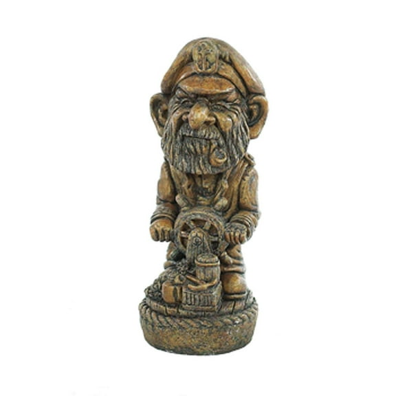 Solid Rock Stoneworks Sea Captain Morgan at Wheel Stone Statue 20 in Tall Espresso Color