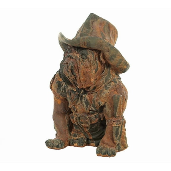 Solid Rock Stoneworks Sheriff Bulldog Concrete Statue, 19" Tall, Rust Color