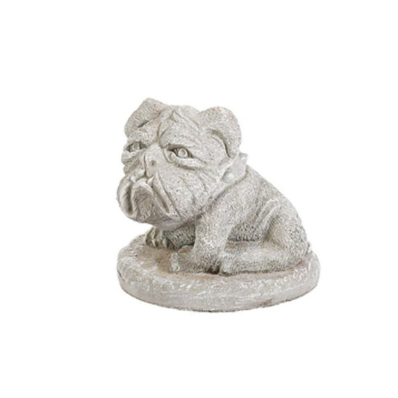 Solid Rock Stoneworks Short Stubby Bulldog Concrete Statue, 10" Tall, Marble Tone Color