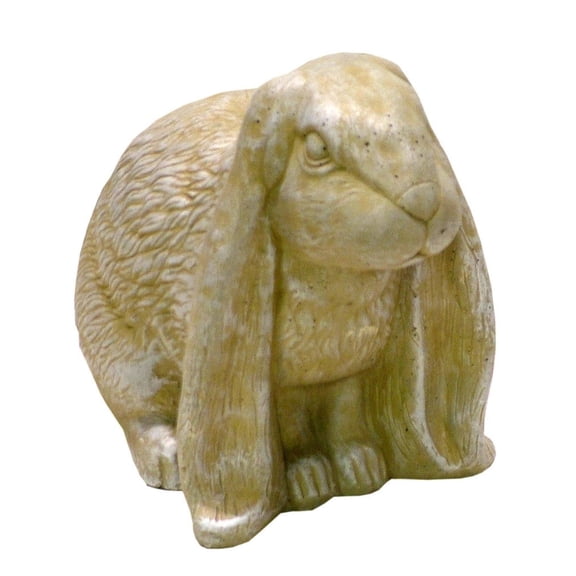 Solid Rock Stoneworks Sitting Flop Ears Rabbit Concrete Statue, 9" Tall, Desert Sand Color