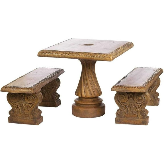 Solid Rock Stoneworks Small 3 Piece Square Table Set - Espresso