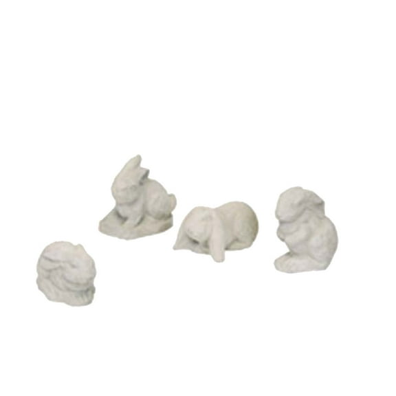 Solid Rock Stoneworks Small Assorted Rabbits Concrete Statue 2 to 3" Tall, Unstained